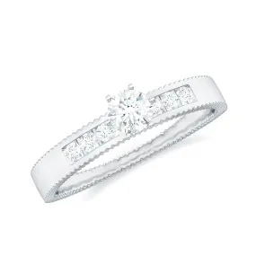0.5 CT Natural Diamond Solitaire Gold Band Ring
