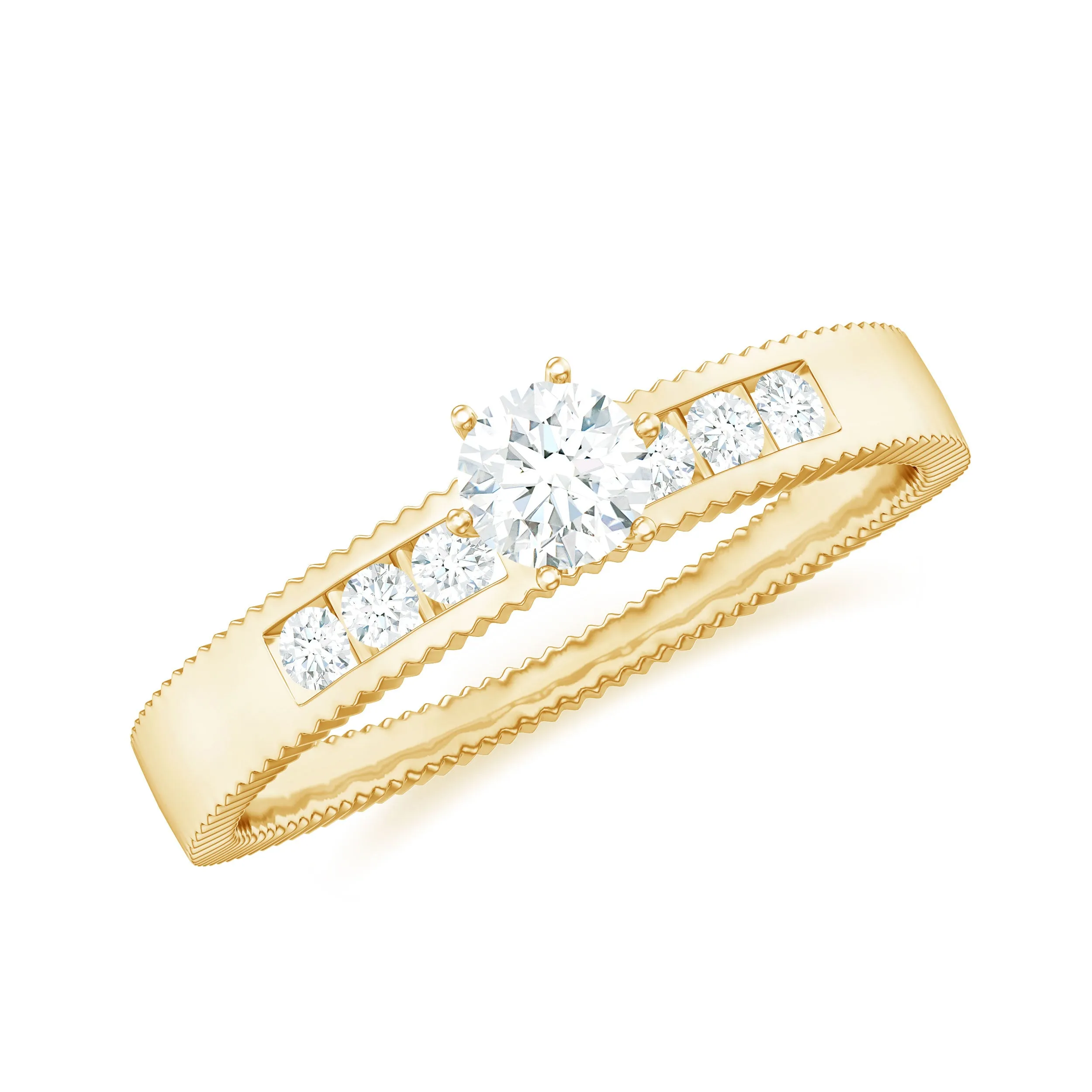 0.5 CT Natural Diamond Solitaire Gold Band Ring