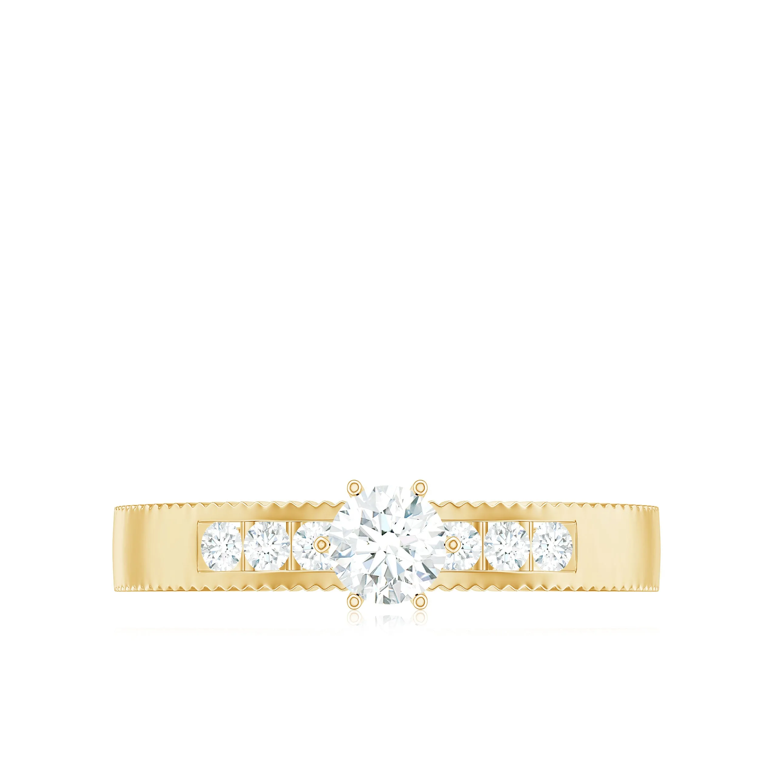 0.5 CT Natural Diamond Solitaire Gold Band Ring