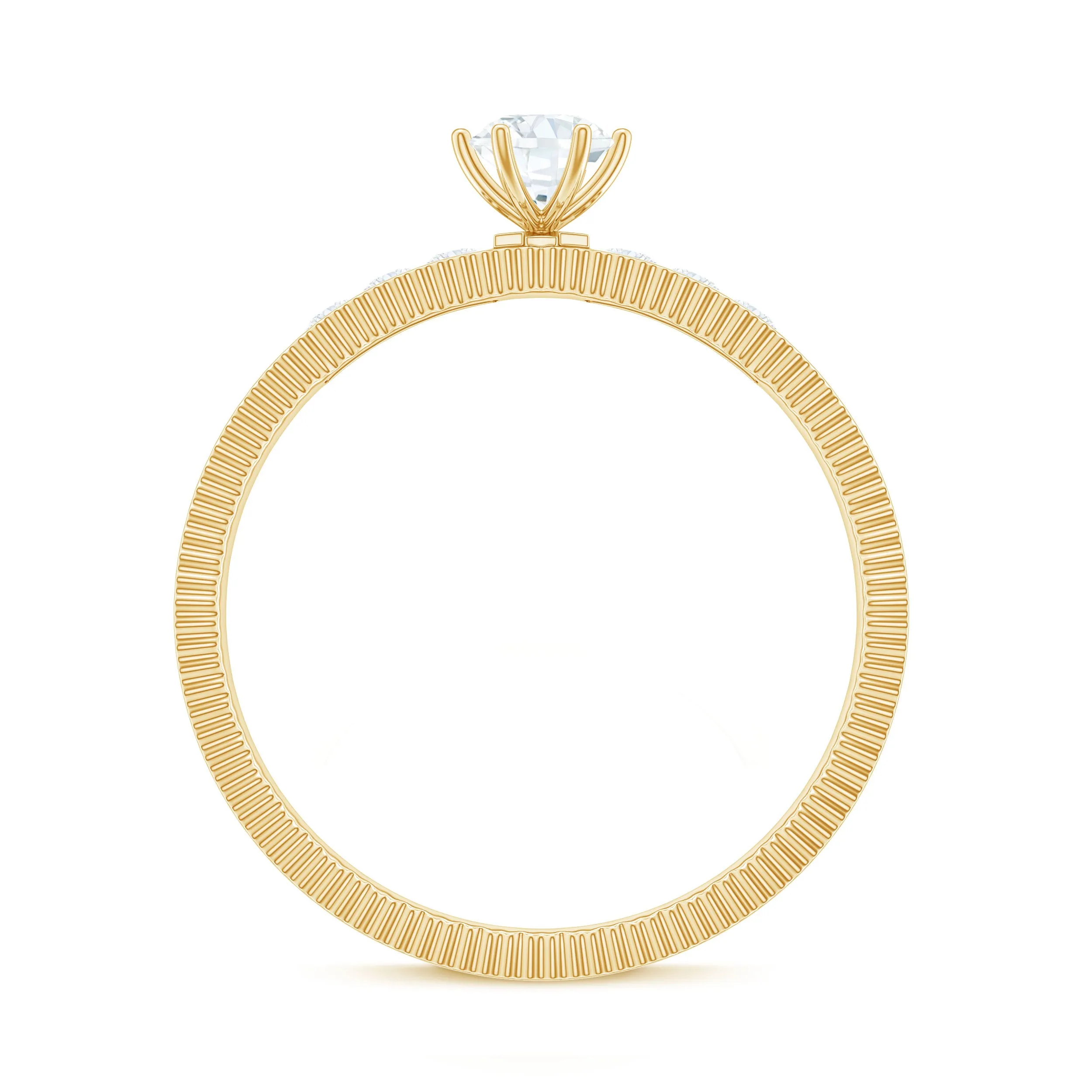 0.5 CT Natural Diamond Solitaire Gold Band Ring