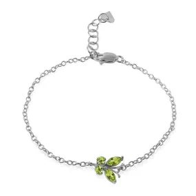 0.6 Carat 14K Solid White Gold Step Closer Peridot Bracelet