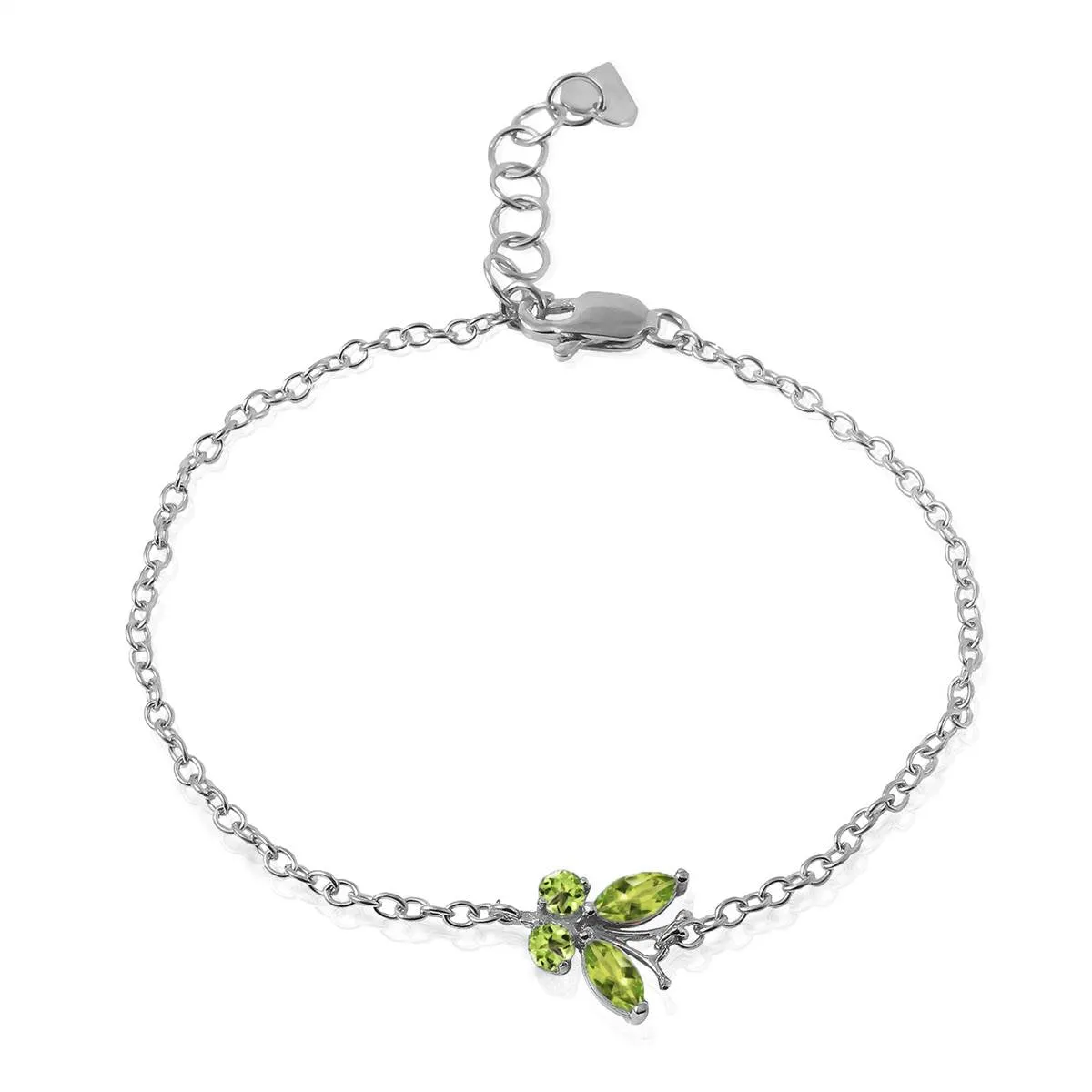 0.6 Carat 14K Solid White Gold Step Closer Peridot Bracelet