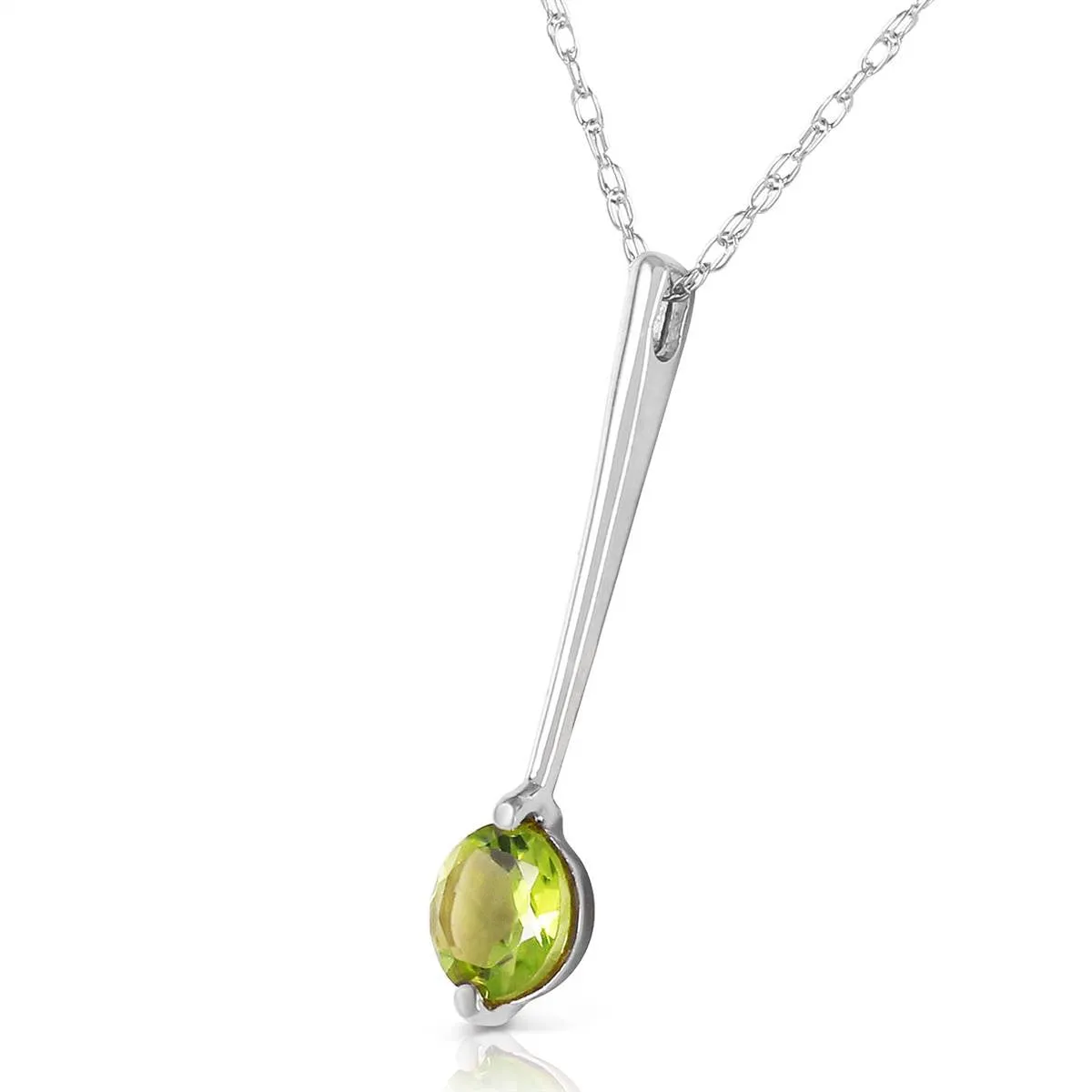 0.65 Carat 14K Solid White Gold Halo Peridot Necklace