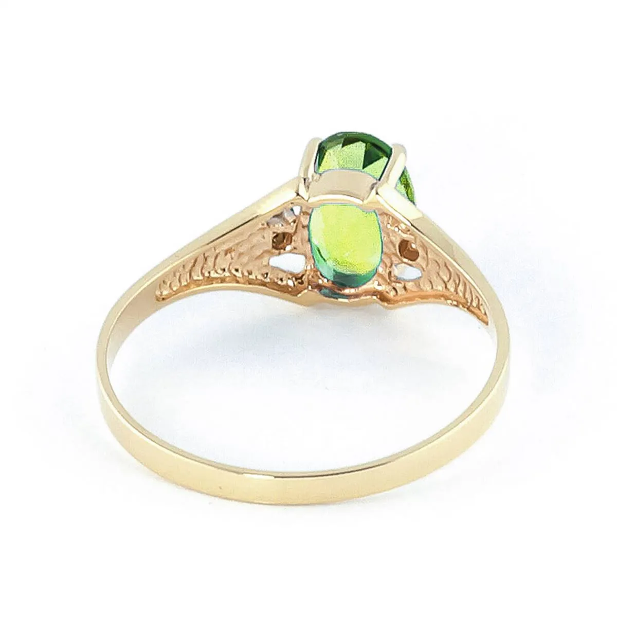0.76 Carat 14K Solid Yellow Gold Motions Of Love Peridot Diamond Ring