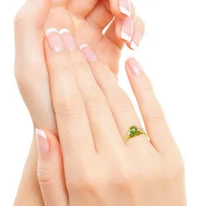0.76 Carat 14K Solid Yellow Gold Motions Of Love Peridot Diamond Ring