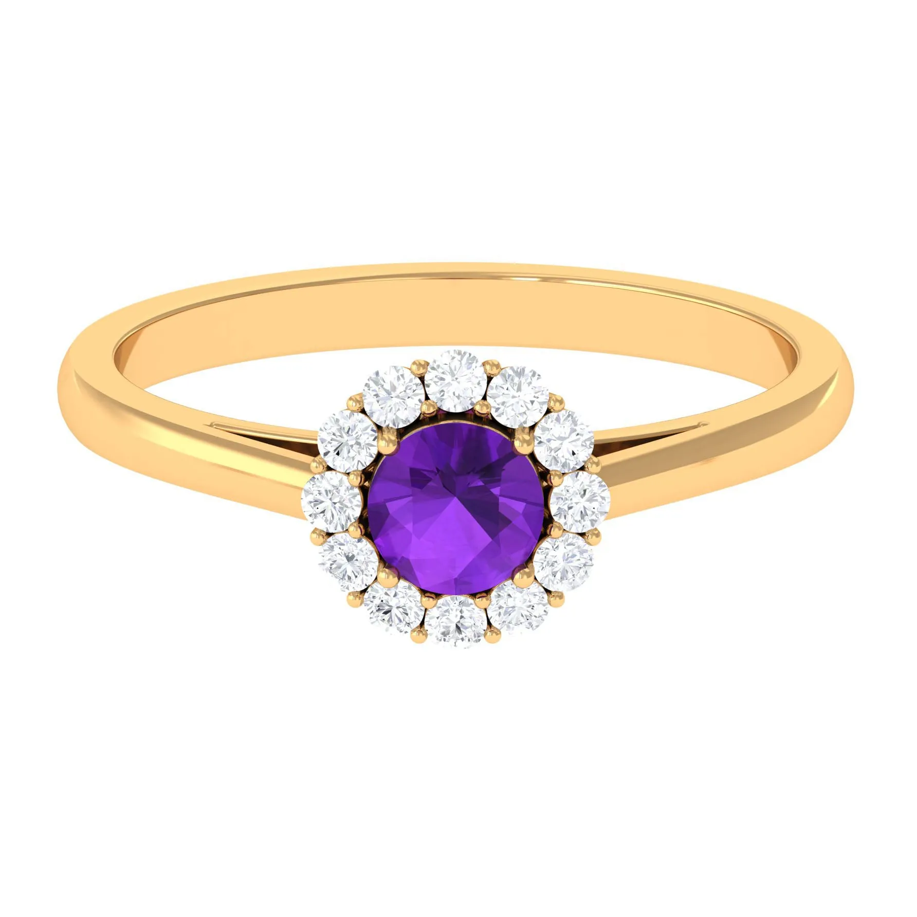 1 CT Amethyst and Diamond Floating Halo Engagement Ring