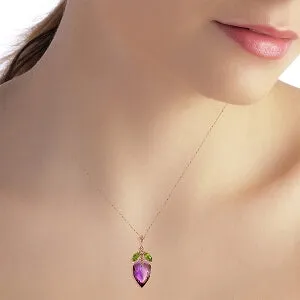 10 Carat 14K Solid Rose Gold Necklace Peridot Pointy Briolette Amethyst