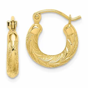 10k Yellow Gold Hinged post Fancy Hoop Earrings