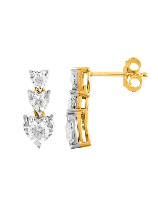 14ct Yellow & White Gold Diamond Drop Earrings - 783622