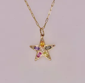 14K Diamond & Gemstone Star Charm