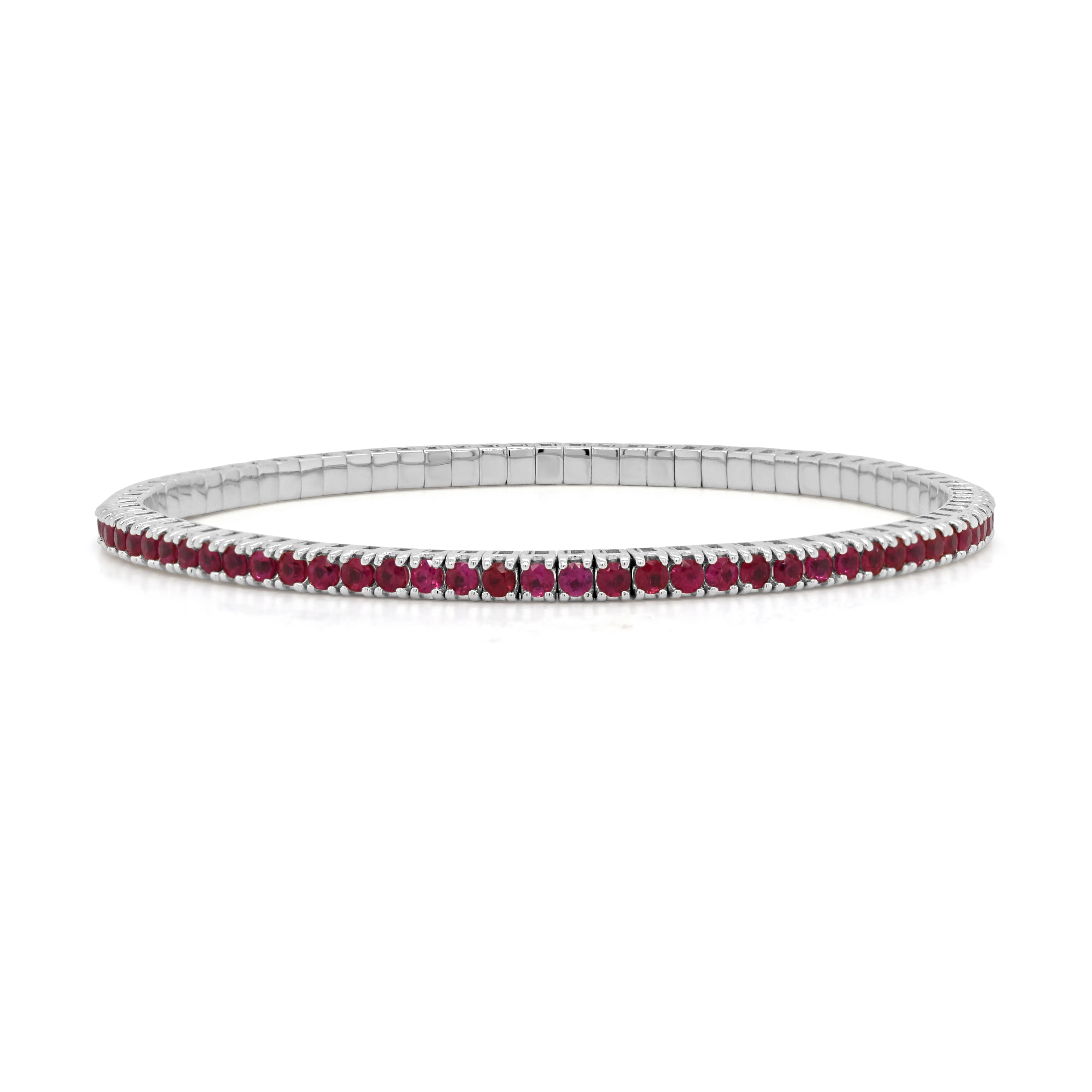 14K Gold & Ruby Eternity Stretch Bracelet - 3.87ct