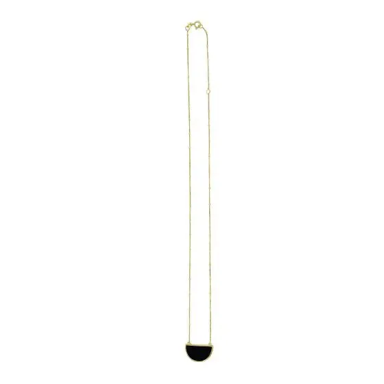 14k Gold Geometric Gemstone Half Moon Necklace