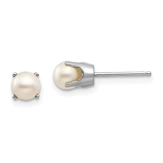 14k Gold Round Genuine Stone Birthstone Stud Earrings - Various Sizes