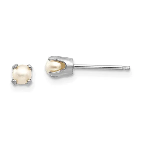 14k Gold Round Genuine Stone Birthstone Stud Earrings - Various Sizes