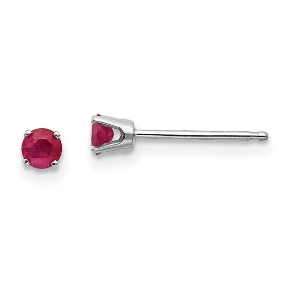 14k Gold Round Genuine Stone Birthstone Stud Earrings - Various Sizes