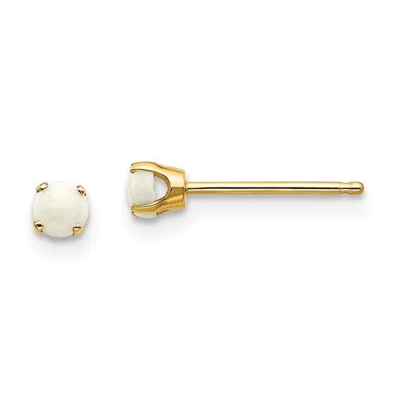 14k Gold Round Genuine Stone Birthstone Stud Earrings - Various Sizes