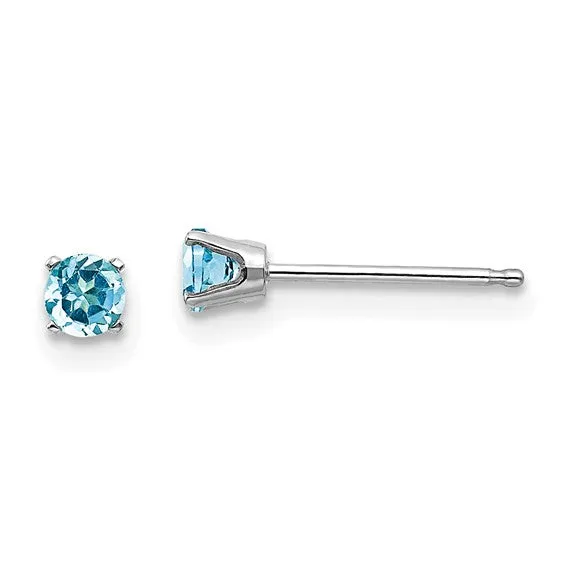 14k Gold Round Genuine Stone Birthstone Stud Earrings - Various Sizes