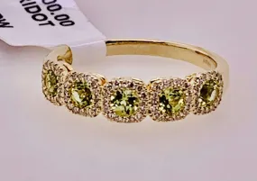 14K Peridot & Diamond Band Ring