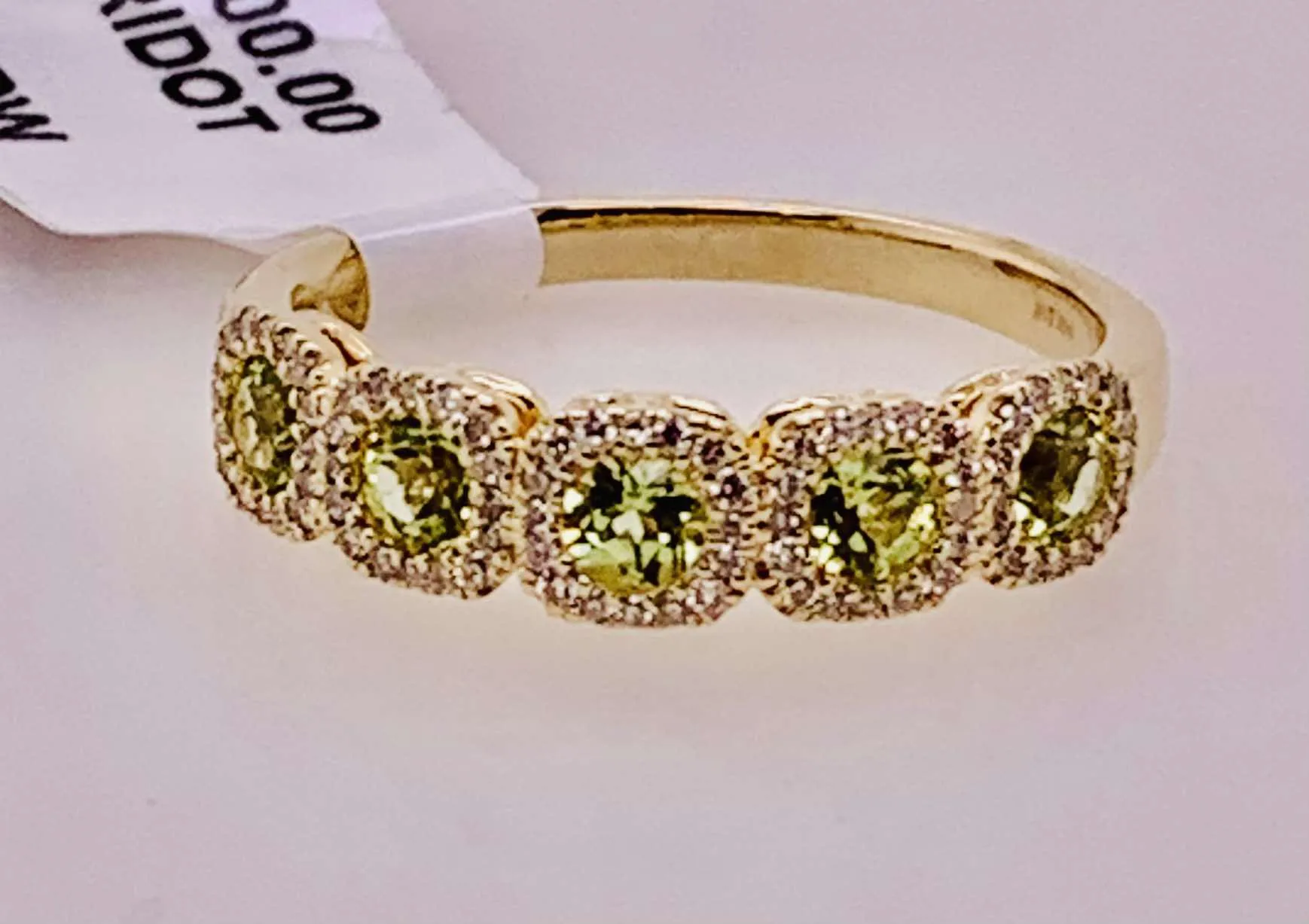 14K Peridot & Diamond Band Ring