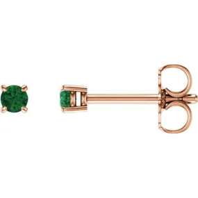 14K Rose 2.5 mm Natural Emerald Stud Earrings