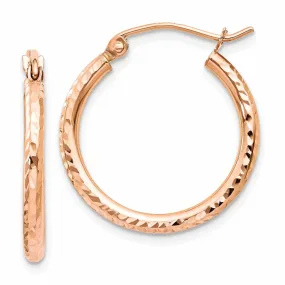14k Rose Gold Gold D.C Polished Hoop Earrings