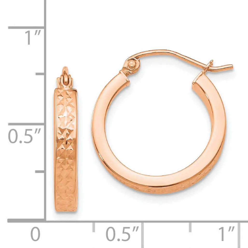 14k Rose Gold In out Hoop Earrings