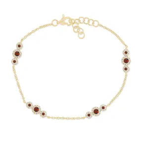 14k Ruby & Diamond Chain Station Bracelet