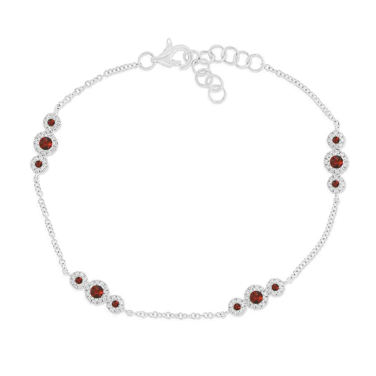 14k Ruby & Diamond Chain Station Bracelet