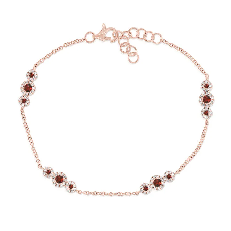 14k Ruby & Diamond Chain Station Bracelet