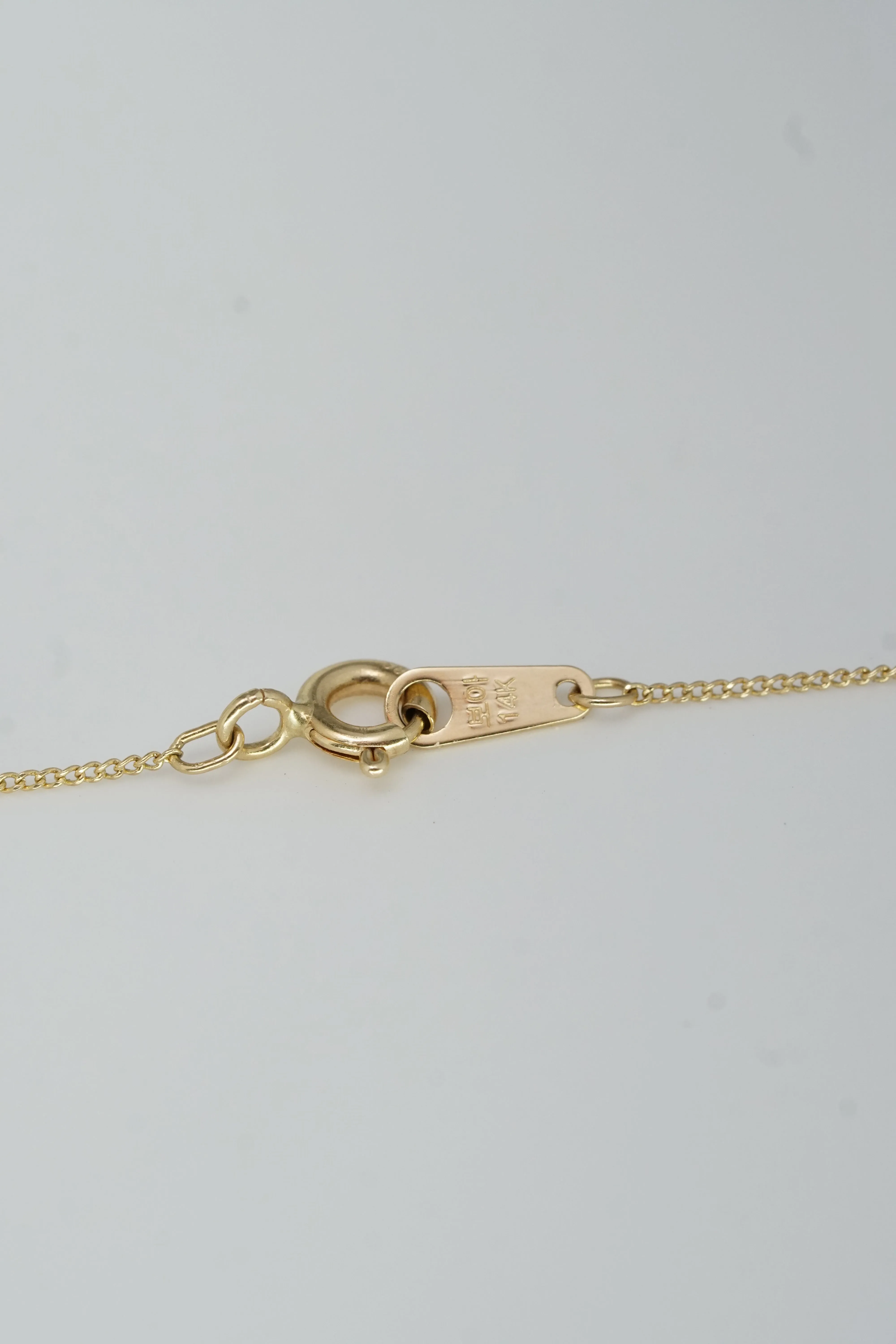14K Solid Gold Onyx Stone Vintage Charm Necklace