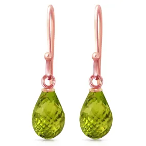 14K Solid Rose Gold Fish Hook Peridot Earrings Certified
