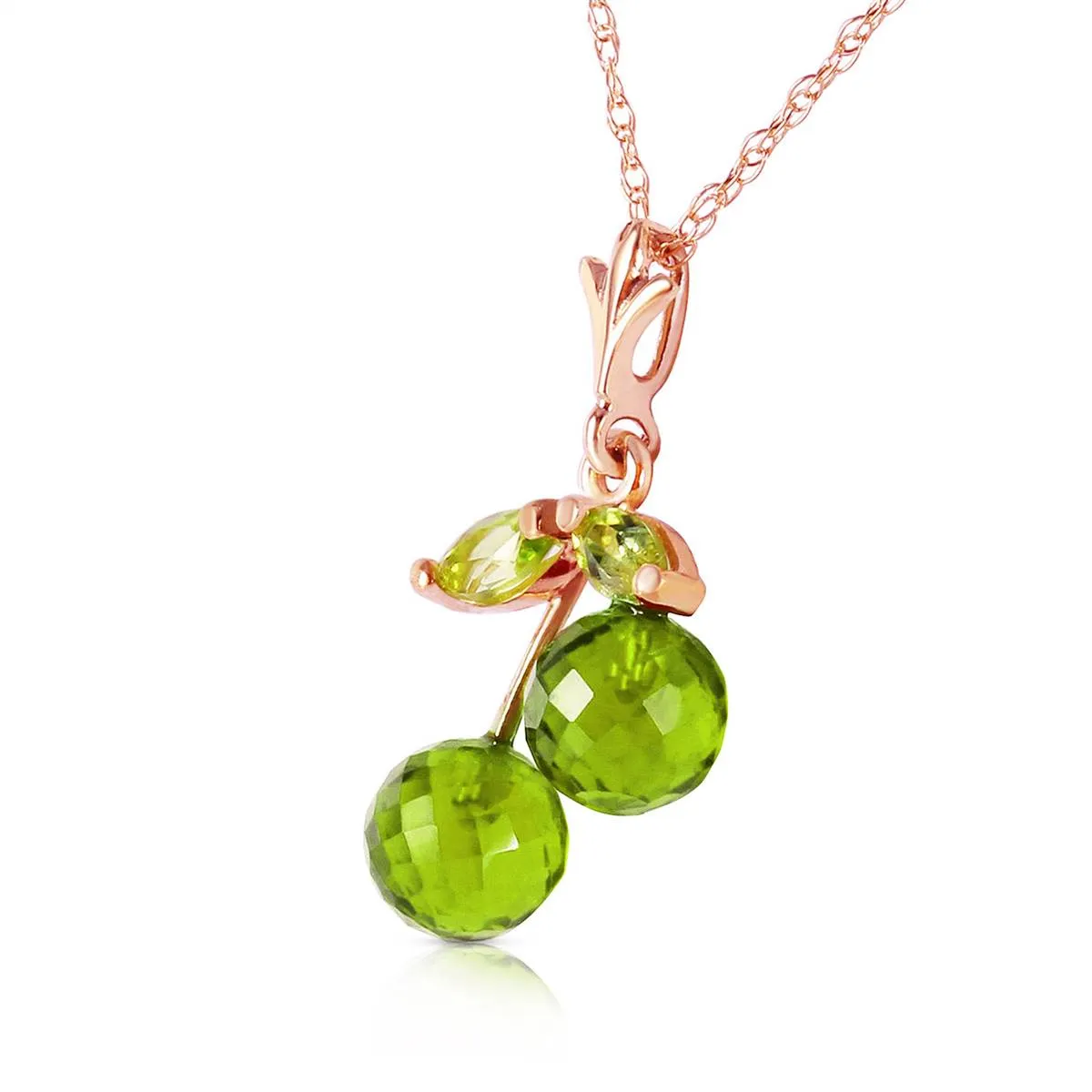 14K Solid Rose Gold Peridot Necklace Gemstone Class Classic