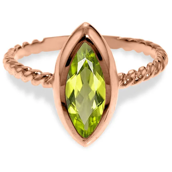 14K Solid Rose Gold Rings w/ Natural Marquis Peridot