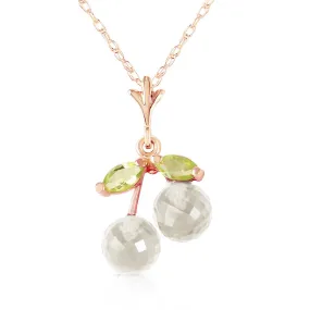 14K Solid Rose Gold Rose Topaz & Peridot Necklace Genuine