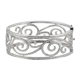 14K White 5 1/8 CTW Diamond Bangle Bracelet