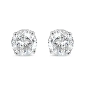 14K White Gold 1/2 Cttw Round Brilliant-Cut Near Colorless Near Colorless Diamond Classic 4-Prong Stud Earrings (J-K Color, I1-I2 Clarity)
