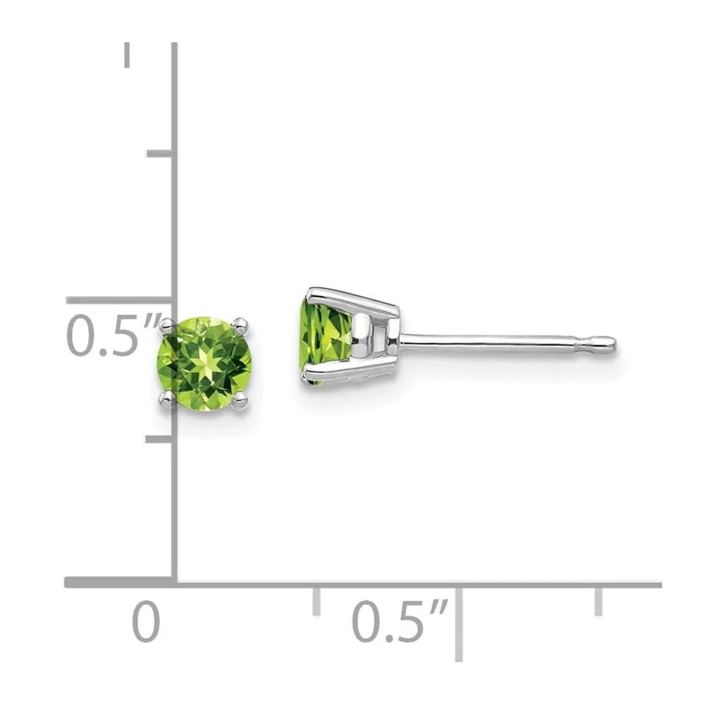 14k White Gold 4mm Peridot Earrings