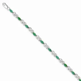14K White Gold Diamond and Emerald Figure Bracelet