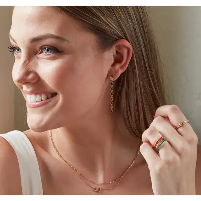 14K White Natural Multi-Gemstone & 1/2 CTW Natural Diamond Rainbow Earrings.