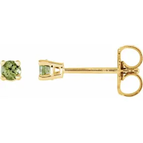 14K Yellow 2.5 mm Natural Peridot Stud Earrings
