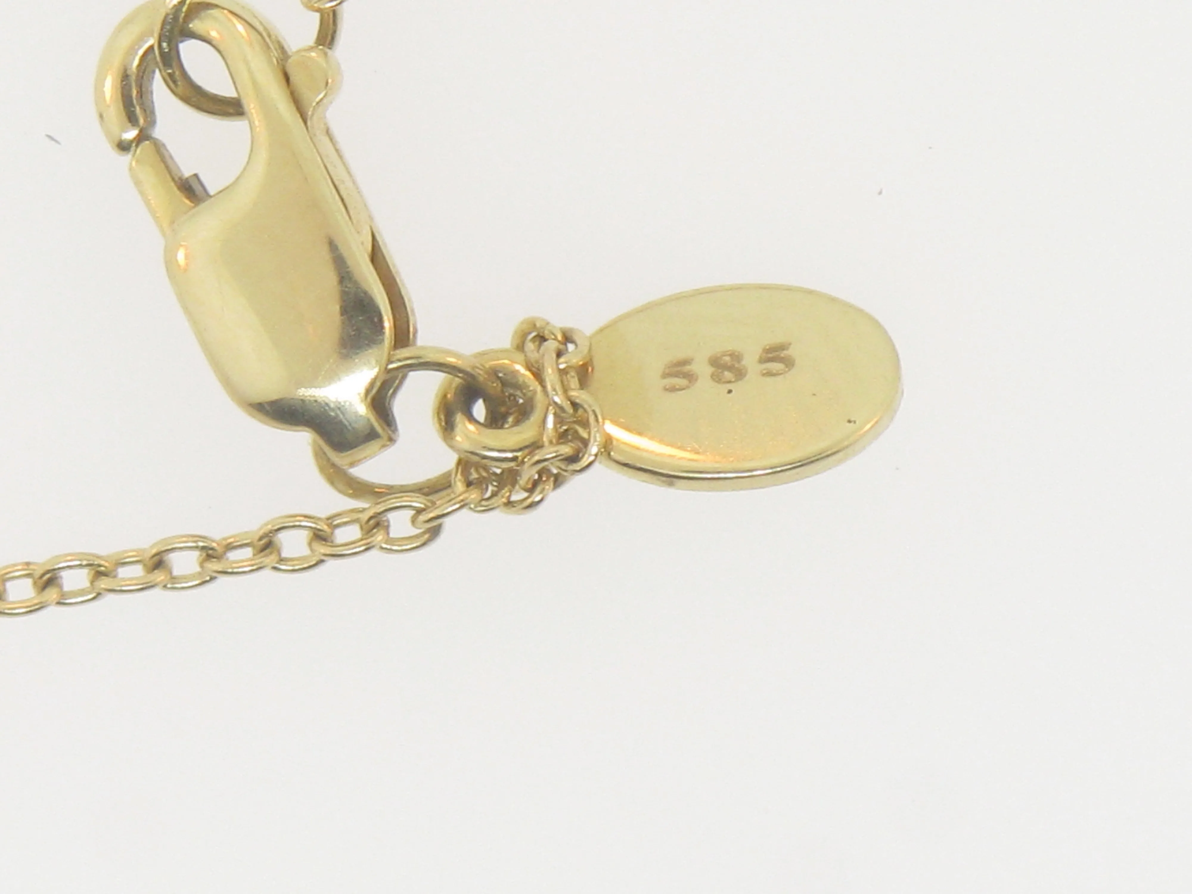 14K Yellow Gold Diamond 18" Necklace (3) Diamonds with Enamel Ribbons (New)