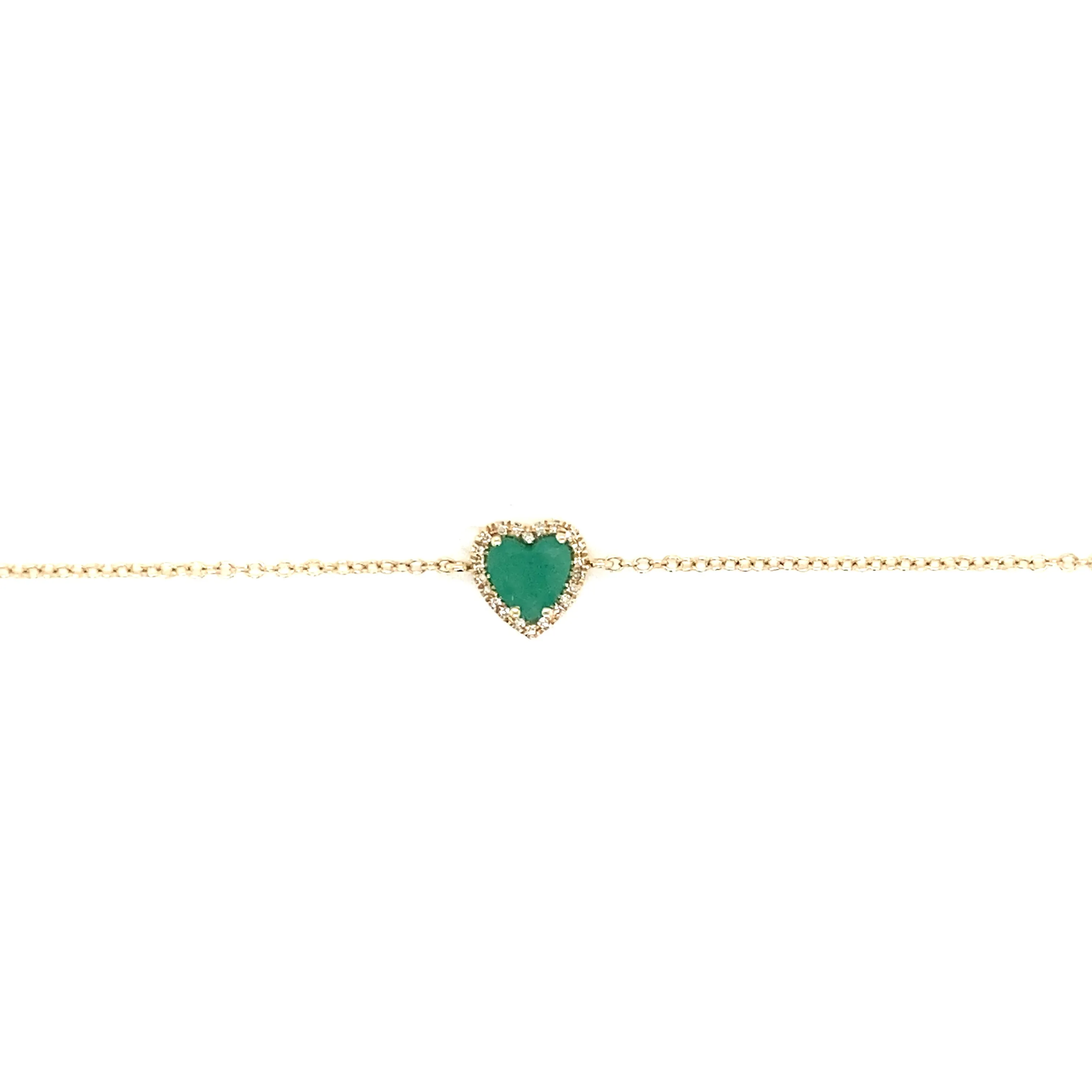 14K Yellow Gold Diamond   Emerald Heart Bracelet