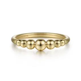 14K Yellow Gold Graduating Bujukan Bead Stackable Ring