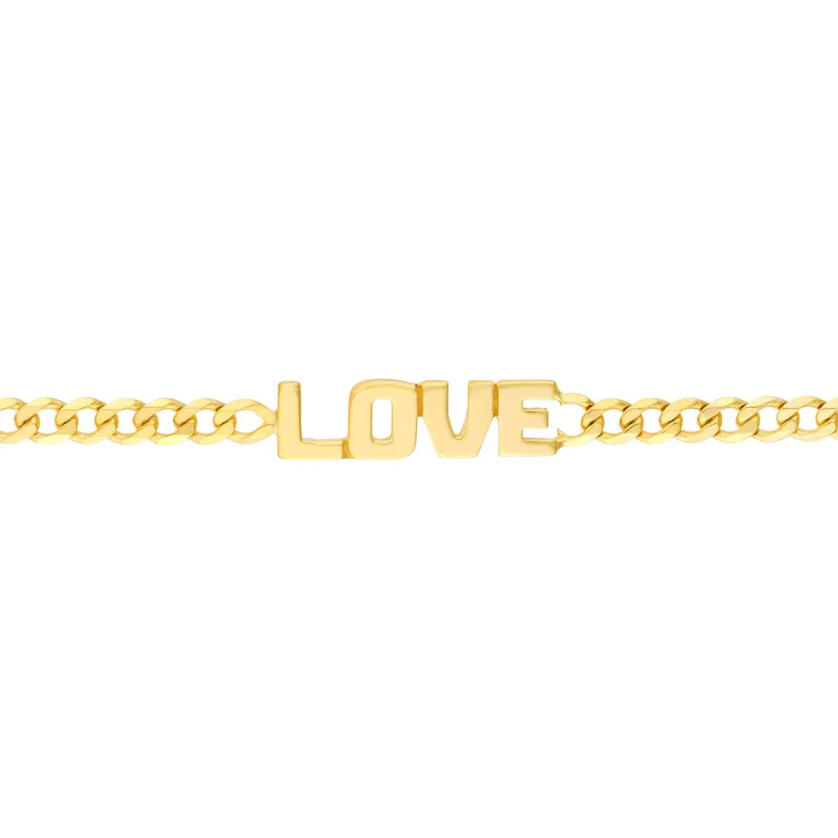 14K Yellow Gold Love Plate on Open Curb Chain Choker