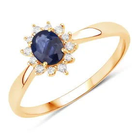 14KY Gold Sapphire & Diamond Surround Ladies Ring US:7