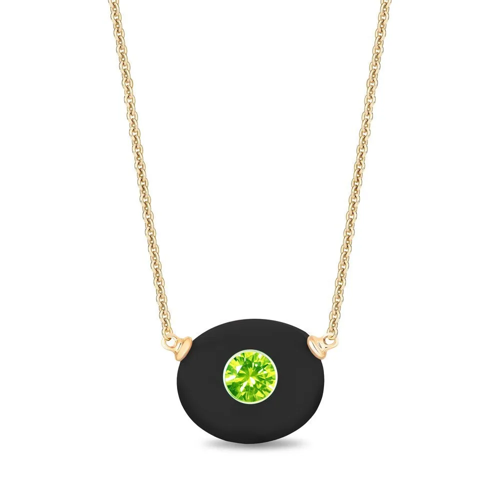 14KY Milestone Necklace Black Onyx and Emerald