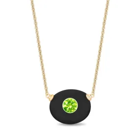 14KY Milestone Necklace Black Onyx and Emerald