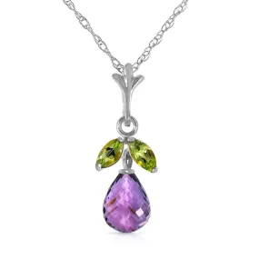 1.7 Carat 14K Solid White Gold Show Cheerfulness Amethyst Peridot Necklace