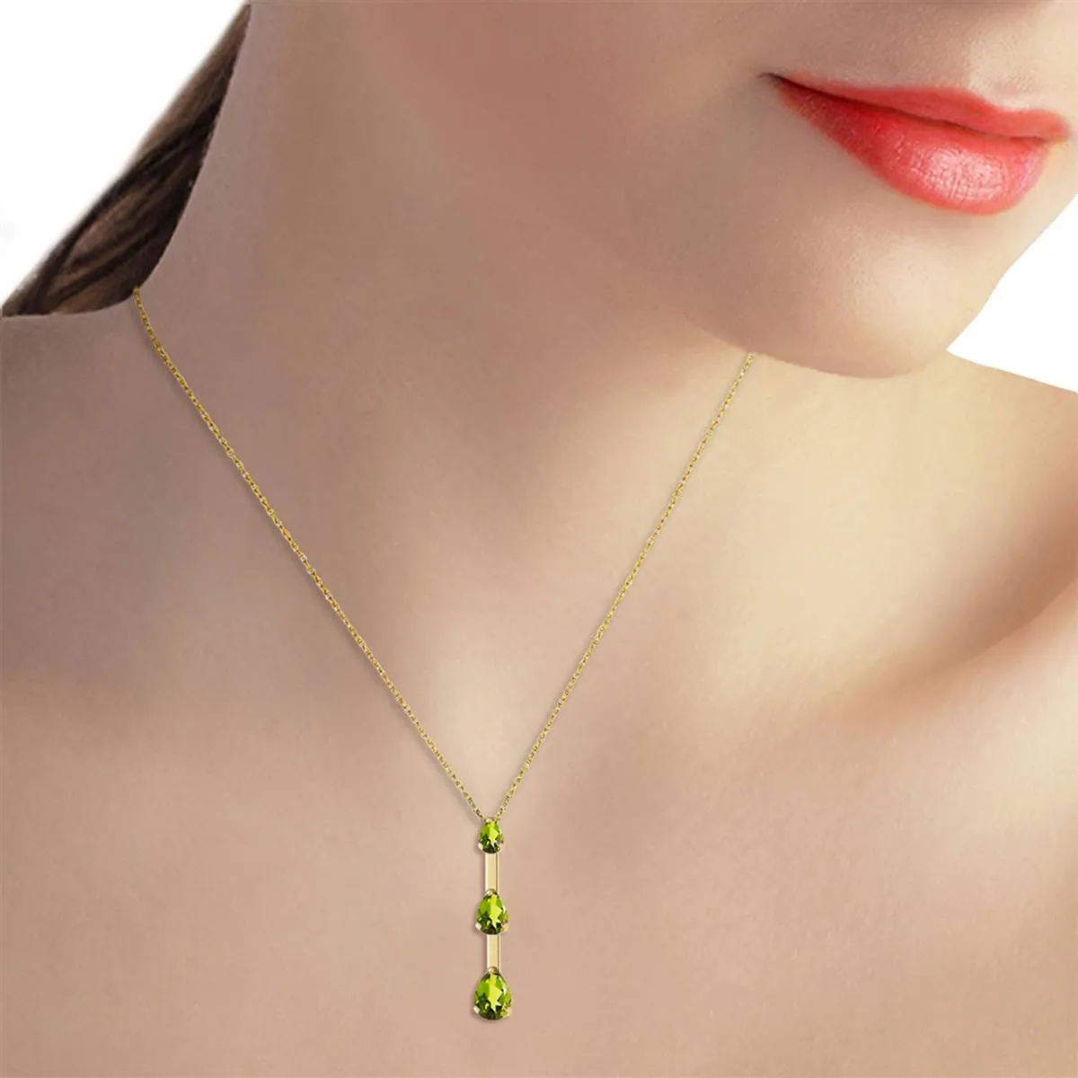 1.71 Carat 14K Solid Yellow Gold Earth's Answer Peridot Necklace