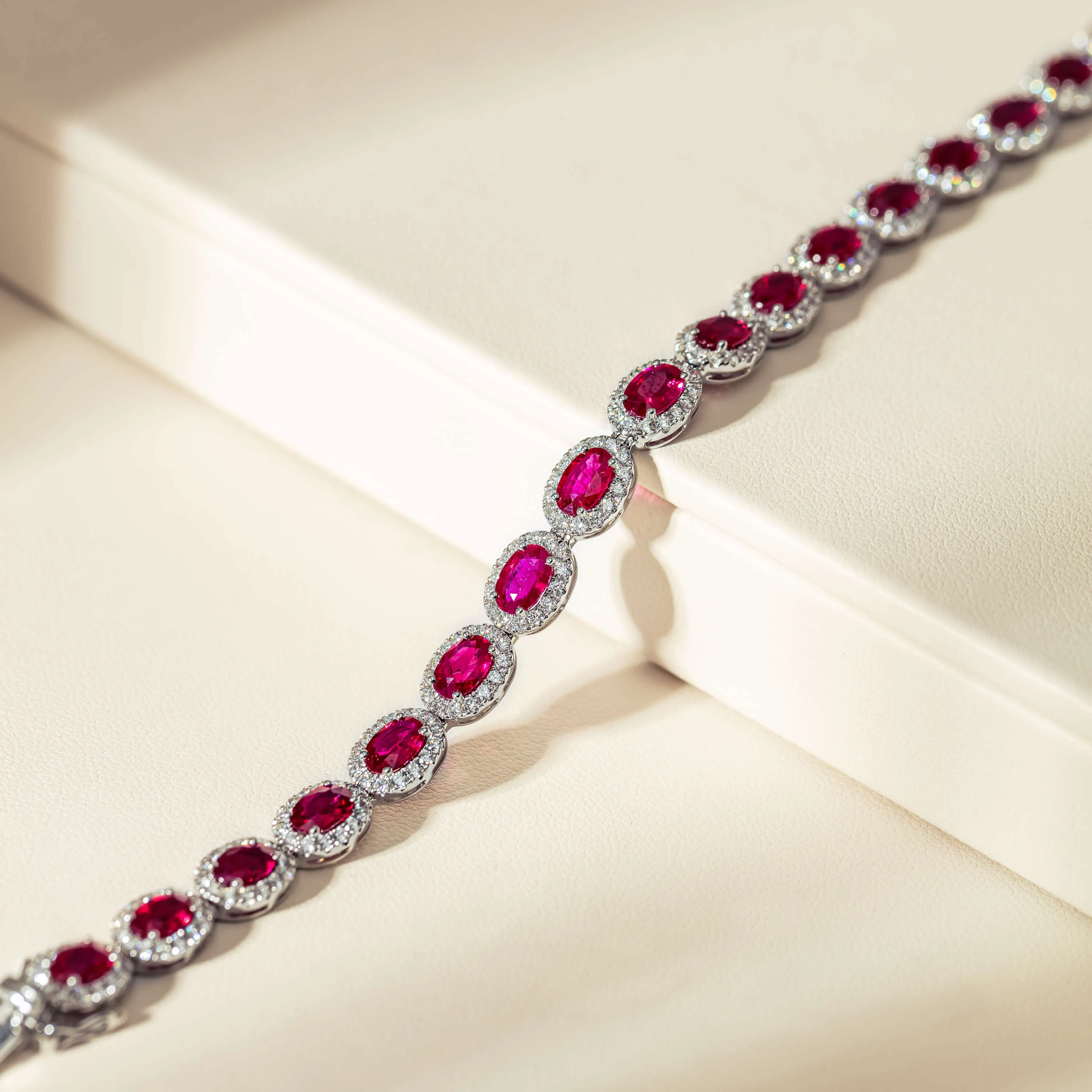 18ct White Gold 10.50ct Ruby and Diamond Bracelet